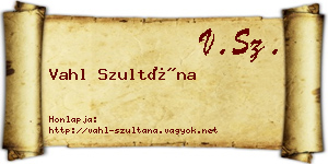 Vahl Szultána névjegykártya
